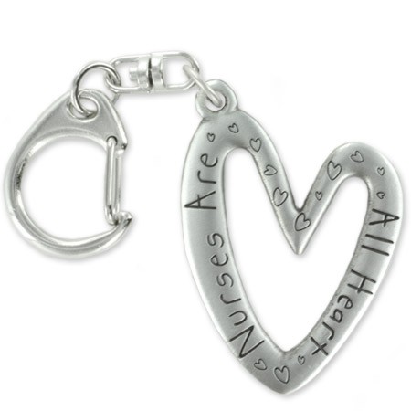 Nurses Are All Heart Pewter Key Ring - 3716KT - Click Image to Close